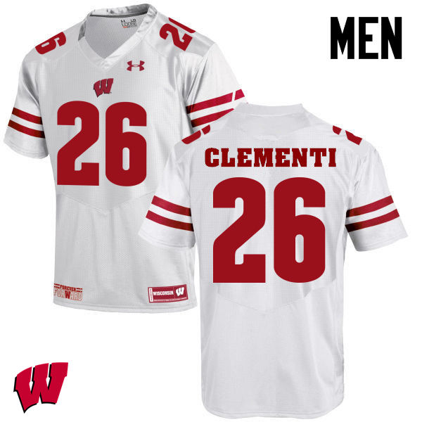 Wisconsin Badgers Men's #26 Chris Clementi NCAA Under Armour Authentic White College Stitched Football Jersey HB40R54KE